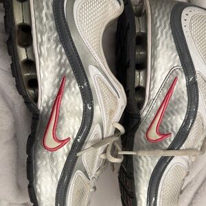 Nike Silver and Red Athletic Shoes